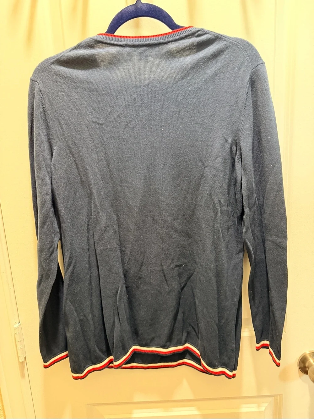 Tommy Hilfiger Navy Sweater with Red & White Trim